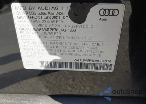 2013 Audi Q5 2.0T Premium из США, поврежденный, VIN WA1LFAFP4DA034314